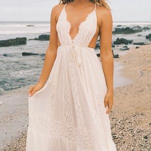 HAH I’ll Take U Farrer Maxi Dress- eggshell